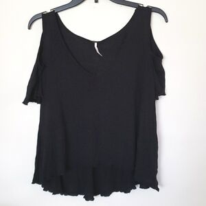 Free people high low cold shoulder flowy top.